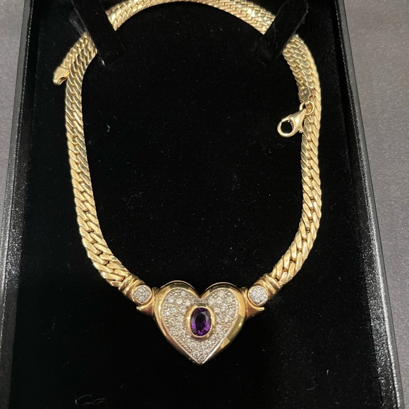 Vintage Amethyst and diamond necklace 14k - Picture 3 of 5